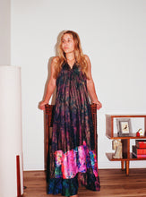 Load image into Gallery viewer, Hand Dyed Silk Dress With Tribal Embroidery and a Pop of Color | Made From Up-cycled Silk Indian Saree | SS1