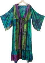 Load image into Gallery viewer, Butterfly Wrap Dress With Vibrant Peacock Colors | BD7