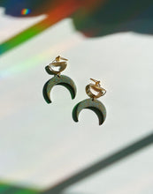 Load image into Gallery viewer, Holographic Moon Earrings With Glass Charm