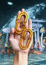 Load image into Gallery viewer, Orbit Ovals | Gold Moon Phase Dangle Earrings