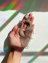 Load image into Gallery viewer, Holographic Beaded Moon Earrings 40% off