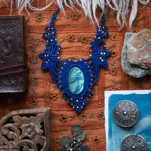 Load image into Gallery viewer, Royal Blue Knotted Necklace with Labradorite Gemstone