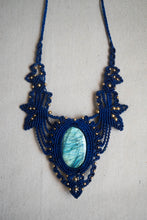 Load image into Gallery viewer, Royal Blue Knotted Necklace with Labradorite Gemstone