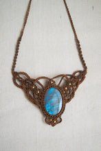 Load image into Gallery viewer, Burnt Orange Knotted Necklace With Labradorite Stone