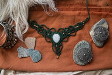 Load image into Gallery viewer, Emerald Green Knotted Necklace with Semi Precious Gemstone
