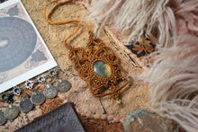 Load image into Gallery viewer, Burnt Orange Knotted Necklace With Labradorite Stone