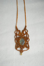 Load image into Gallery viewer, Burnt Orange Knotted Necklace With Labradorite Stone