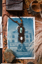 Load image into Gallery viewer, Long Knotted Pendant Necklace with Two Semi Precious Gemstones