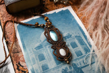 Load image into Gallery viewer, Long Knotted Pendant Necklace with Two Semi Precious Gemstones