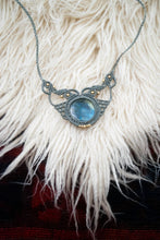 Load image into Gallery viewer, Grey Knotted Necklace with Labradorite Gemstone