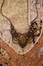 Load image into Gallery viewer, Copper Toned Knotted Necklace with Tigers Eye Gemstone