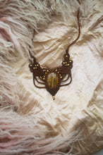 Load image into Gallery viewer, Copper Toned Knotted Necklace with Tigers Eye Gemstone