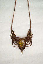 Load image into Gallery viewer, Copper Toned Knotted Necklace with Tigers Eye Gemstone