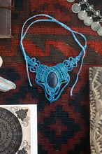 Load image into Gallery viewer, Blue and Green Knotted Necklace with Oval Lapis Gemstone