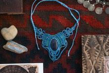 Load image into Gallery viewer, Blue and Green Knotted Necklace with Oval Lapis Gemstone