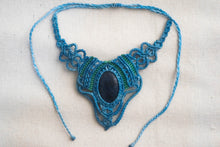 Load image into Gallery viewer, Blue and Green Knotted Necklace with Oval Lapis Gemstone