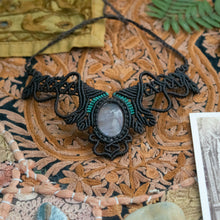 Load image into Gallery viewer, Mocha and Teal Knotted Necklace with Clear Quartz Stone