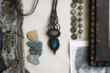 Load image into Gallery viewer, Mocha Knotted Necklace with Two Labradorite Gemstones