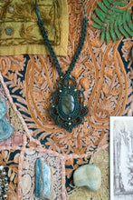 Load image into Gallery viewer, Moss Green Knotted Pendant Necklace with Labradorite Gemstone