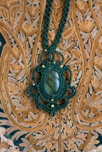 Load image into Gallery viewer, Moss Green Knotted Pendant Necklace with Labradorite Gemstone
