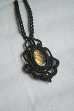Load image into Gallery viewer, Moss Green Knotted Pendant Necklace with Labradorite Gemstone