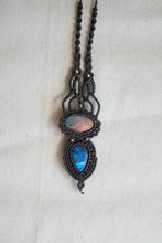 Load image into Gallery viewer, Mocha Knotted Necklace with Two Labradorite Gemstones