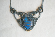 Load image into Gallery viewer, Grey Knotted Necklace with Labradorite Gemstone