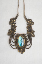 Load image into Gallery viewer, Natural Knotted Necklace with Brass Beads and Labradorite Gemstone