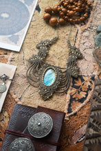 Load image into Gallery viewer, Natural Knotted Necklace with Brass Beads and Labradorite Gemstone