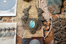 Load image into Gallery viewer, Natural Knotted Necklace with Brass Beads and Labradorite Gemstone