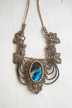 Load image into Gallery viewer, Natural Knotted Necklace with Dark Blue Labradorite Stone