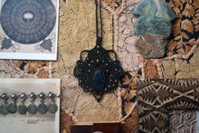 Load image into Gallery viewer, Black Knotted Pendant Necklace with Dark Blue Labradorite Stone
