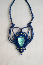 Load image into Gallery viewer, Royal Blue Knotted Necklace with Teardrop Shape Labradorite Stone
