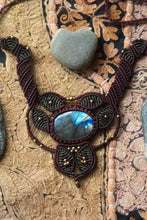 Load image into Gallery viewer, Intricate Tribal Knotted Necklace with Labradorite Stone