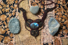 Load image into Gallery viewer, Intricate Tribal Knotted Necklace with Labradorite Stone
