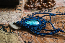 Load image into Gallery viewer, Royal Blue Knotted Necklace with Teardrop Shape Labradorite Stone