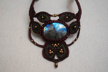 Load image into Gallery viewer, Intricate Tribal Knotted Necklace with Labradorite Stone