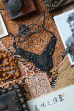 Load image into Gallery viewer, Charcoal Coloured Knotted Necklace with Round Labradorite Stone