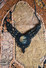 Load image into Gallery viewer, Charcoal Coloured Knotted Necklace with Round Labradorite Stone