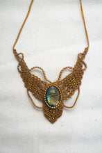 Load image into Gallery viewer, Turmeric Knotted Necklace with Intricate Beadwork and Labradorite Stone