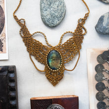 Load image into Gallery viewer, Turmeric Knotted Necklace with Intricate Beadwork and Labradorite Stone
