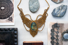 Load image into Gallery viewer, Turmeric Knotted Necklace with Intricate Beadwork and Labradorite Stone