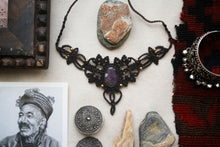 Load image into Gallery viewer, Mocha Coloured Knotted Necklace with Amethyst Stone