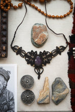 Load image into Gallery viewer, Mocha Coloured Knotted Necklace with Amethyst Stone