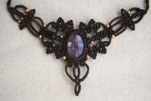 Load image into Gallery viewer, Mocha Coloured Knotted Necklace with Amethyst Stone