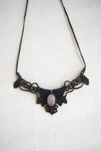 Load image into Gallery viewer, Mocha Knotted Necklace with Blue Accents and Clear Quartz Stone