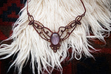 Load image into Gallery viewer, Burgundy Knotted Necklace with Intricate Beadwork and Quartz Stone