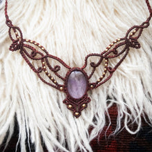 Load image into Gallery viewer, Burgundy Knotted Necklace with Intricate Beadwork and Quartz Stone