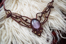 Load image into Gallery viewer, Burgundy Knotted Necklace with Intricate Beadwork and Quartz Stone