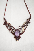 Load image into Gallery viewer, Burgundy Knotted Necklace with Intricate Beadwork and Quartz Stone